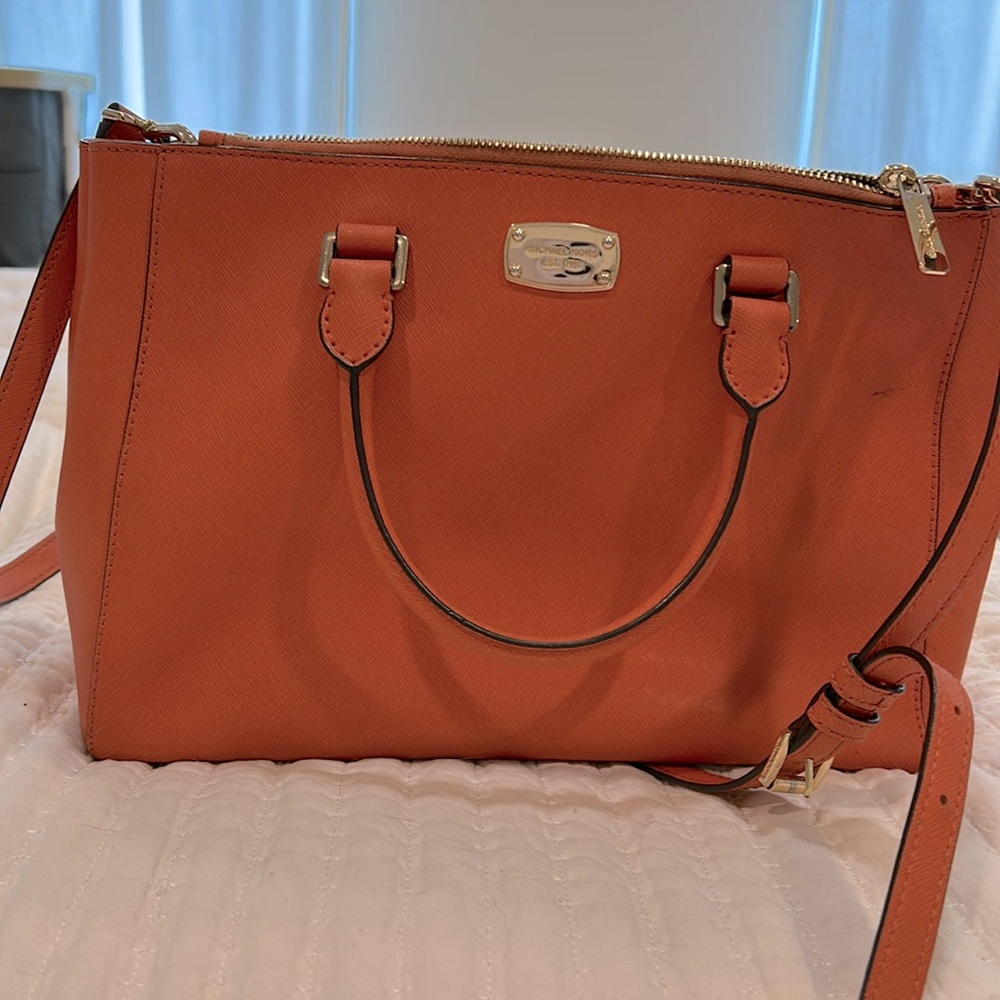 Michael Kors Kellen Satchel Orange Saffiano Leather